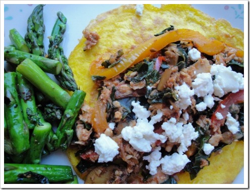 CSA greens with kale salmon mushrooms crepe (8) (475x356)