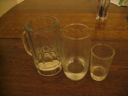 three glasses Our family's glasses at the end of the day. Any resemblance to the Three Little Bears?