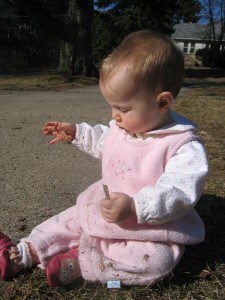 baby-shoes-outside First time outside with new shoes - what fun!
