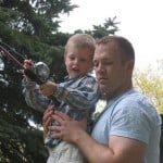 Trying out the new fishing pole from Uncle AJ.