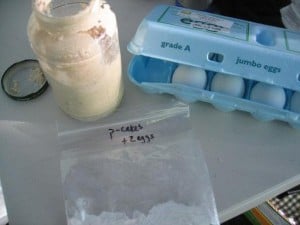 I premeasured the dry add-ins, and we always pack eggs anyway for our famous camping breakfast sandwiches.
