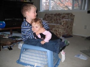 IMG_8039 So much for, "Please don't play with my laundry basket; it's cracking already."