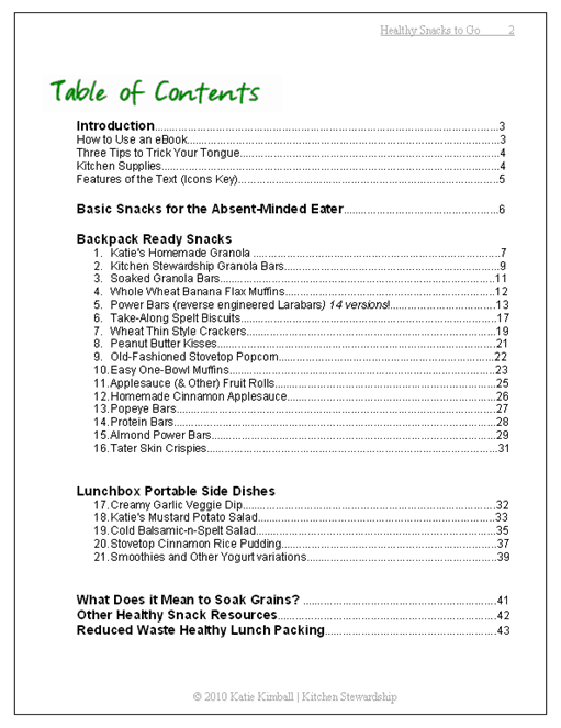 HSTG table of contents