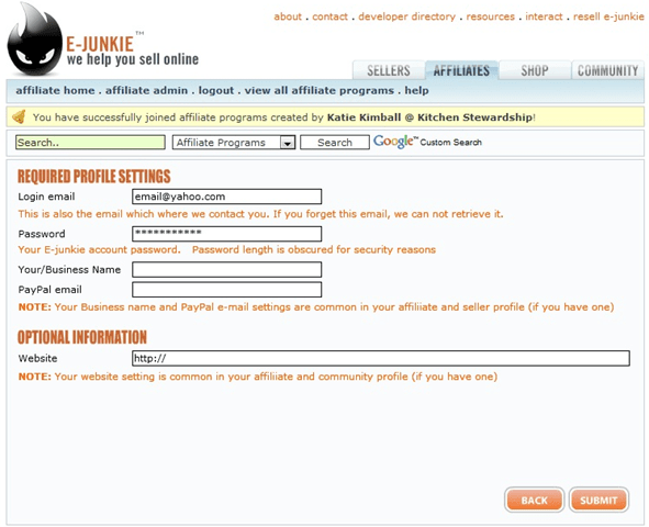 login screen