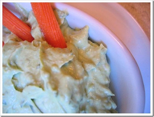 tangy avocado dip with carrots