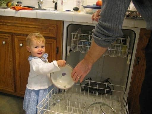 Little Kids Help with Dishes by Unloading Dishwasher