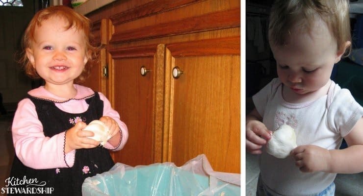 peeling garlic for one-year-olds