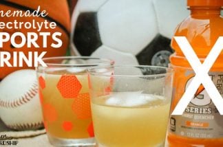 Like Gatorade but want something natural to replenish electrolytes? Here's a homemade sports drink recipe with honey and/or stevia that tastes just like lemon-lime Gatorade, but at a fraction of the cost and 100x the health benefits.