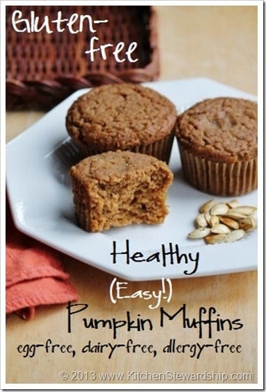 Easy Gluten free Pumpkin Muffins on a red towl.