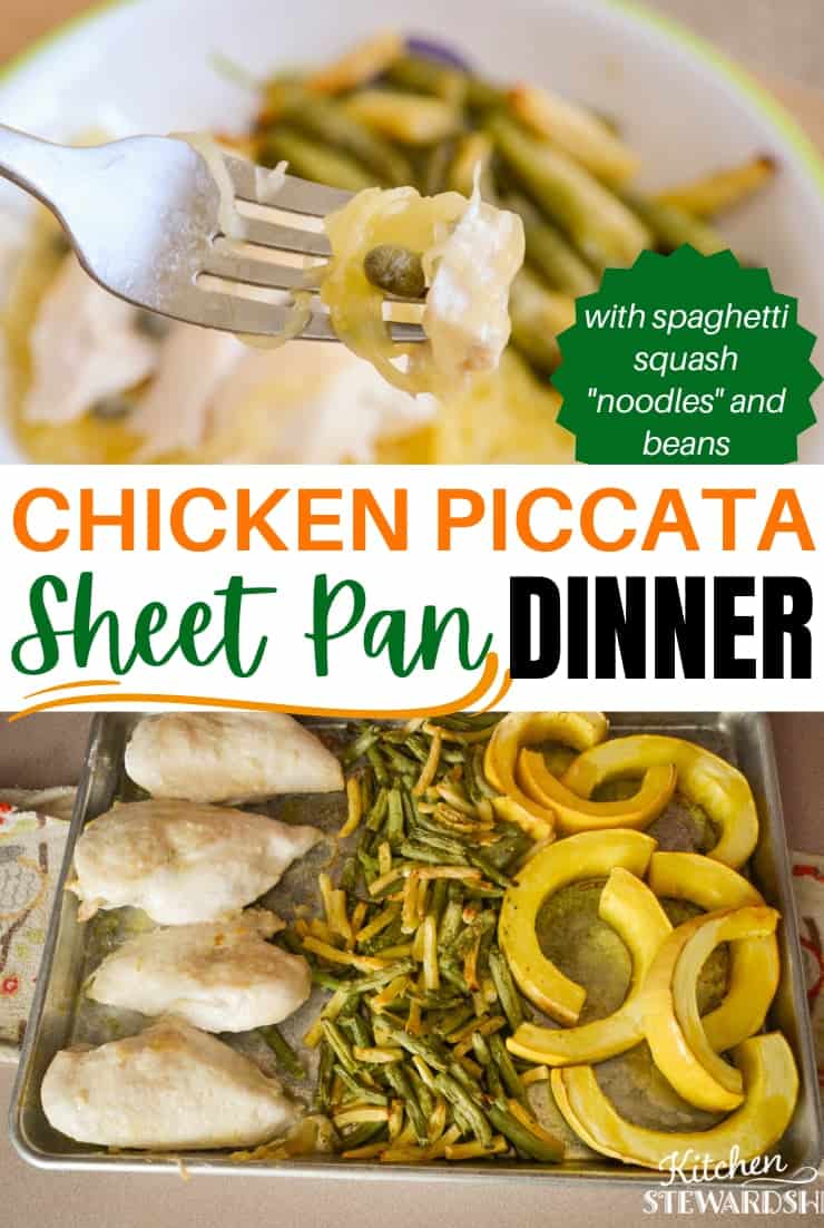 This sheet pan chicken piccata is a gluten-free dinner that's easy and kid-friendly. Swap out ingredients for a variety of options! Chicken piccata sheet pan dinner