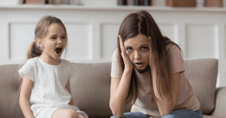 And if one of these buckets hasn’t been filled, this is when kids tend to act out with misbehaviors. child yelling at mom