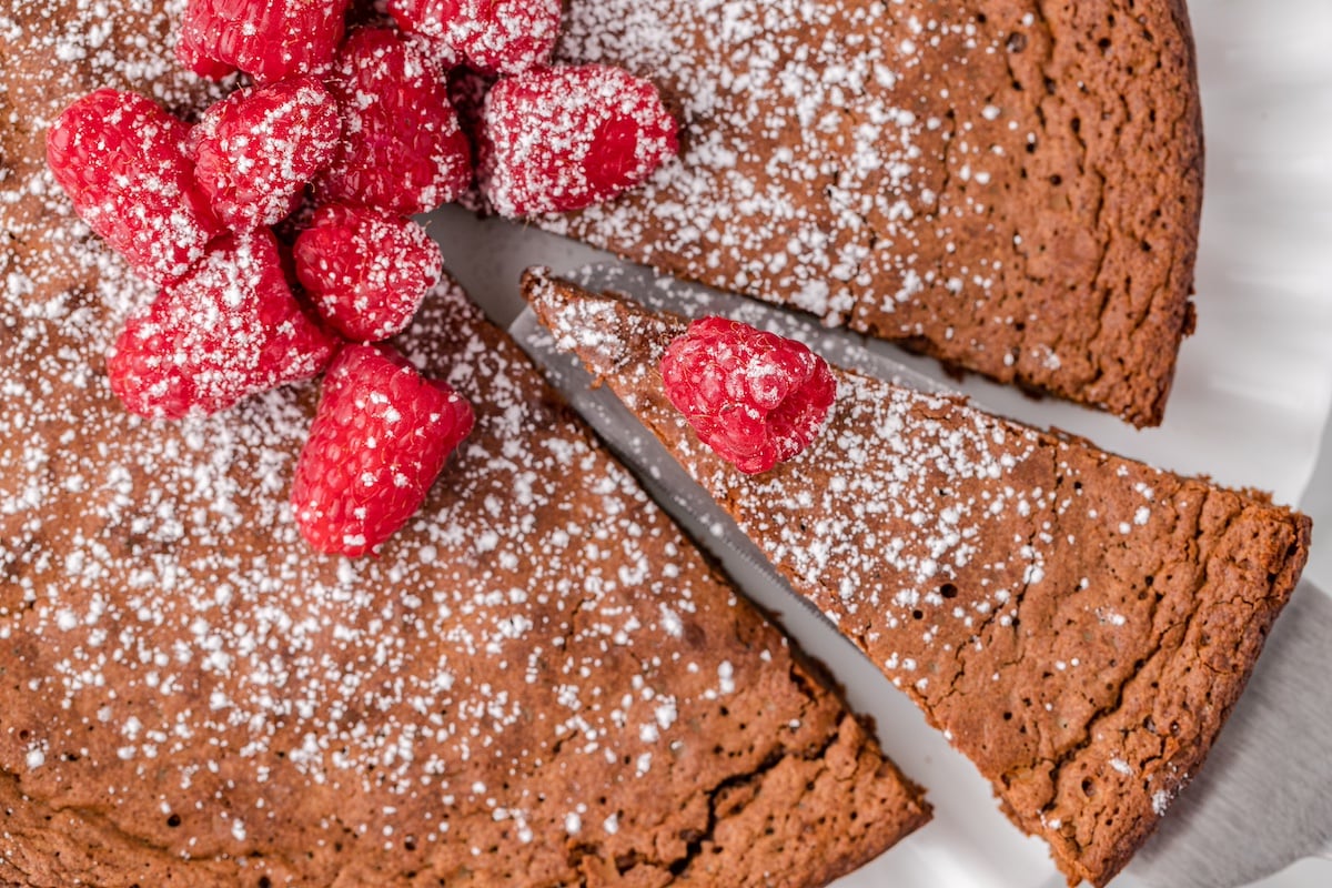 This flourless chocolate cake tastes just like the chocolate you use. flourless chocolate cake