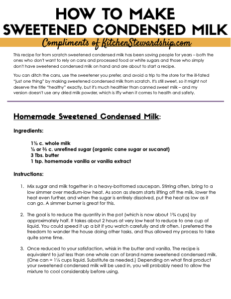 How to Make Sweetened Condensed Milk printable