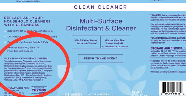 CleanBoss Cleaner Label cleanboss label